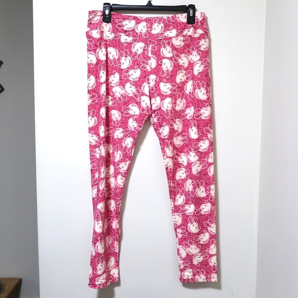 LuLaRoe Disney Tall & Curvy Leggings Pink Mickey - Picture 2 of 5